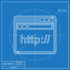 browser application window icon. Blueprint style