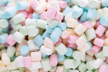 Background or texture of colorful mini marshmallows.