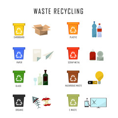 Waste bin set vector illustration