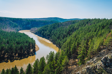 Obraz na płótnie Canvas Mountain river bend . Rissia, southen Ural