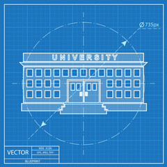 university building. Blueprint style