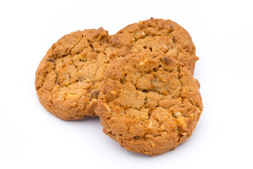 Oatmeal cookies with isolated background.