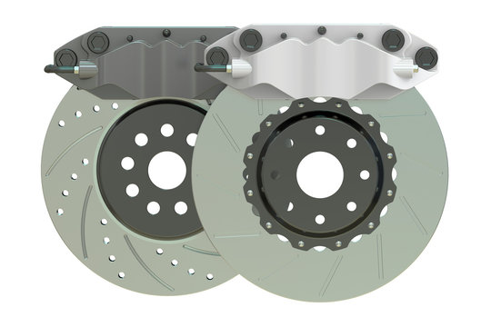 Car discs brake and caliper. 3D rendering