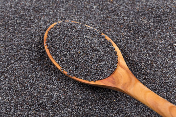 Wooden spoon with poppy seeds