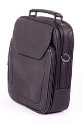 Black Leather Bag on white background