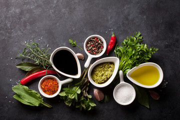 Obraz na płótnie Canvas Herbs, condiments and spices