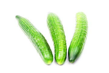 Fresh cucumbers isolated on white
