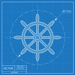 Blueprint icon of steering wheel