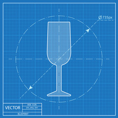 Blueprint icon of wine glass