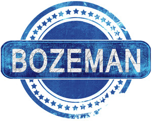 bozeman grunge blue stamp. Isolated on white.