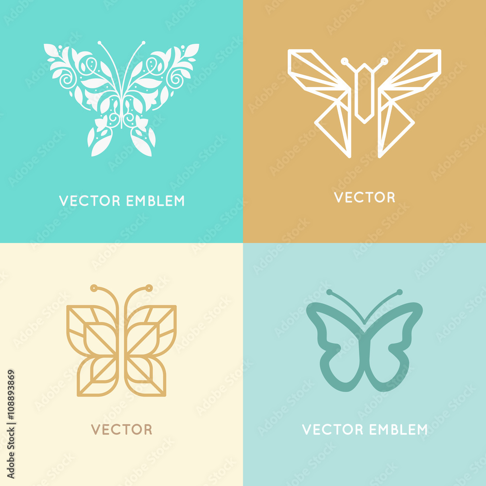 Aufkleber Vector set of abstract logo design templates and emblems - butte
