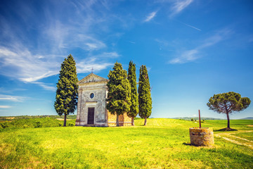 Beautiful landscape with chapel in Tuscany, Italy