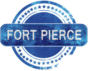 fort pierce grunge blue stamp. Isolated on white.