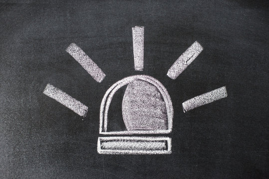 police flashers drawn with chalk on blackboard - Powered by Adobe