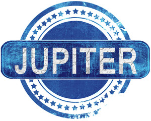 jupiter grunge blue stamp. Isolated on white. © Argus