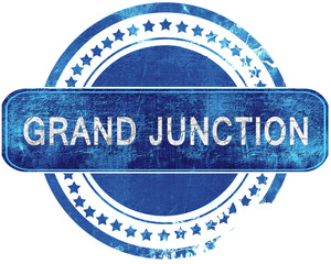 grand junction grunge blue stamp. Isolated on white.