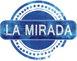 la mirada grunge blue stamp. Isolated on white.