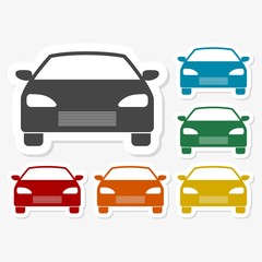 Multicolored paper stickers - Car icon