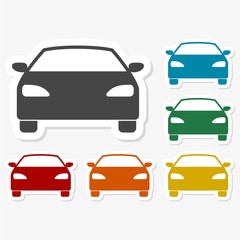 Multicolored paper stickers - Car icon