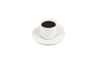 Cup with a black drink on a white background.