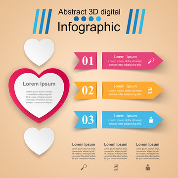 Abstract 3D digital illustration Infographic. Heart icon.