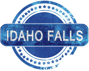 idaho falls grunge blue stamp. Isolated on white.