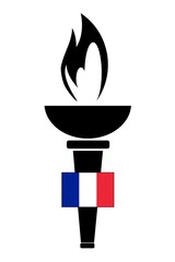 Drapeau français sur la flamme Olympique