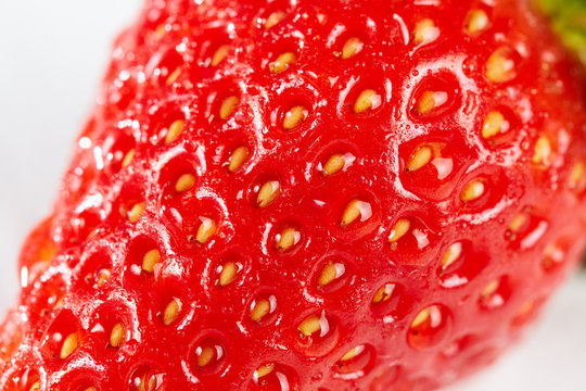 Fresh Red Strawberry With Water Drops