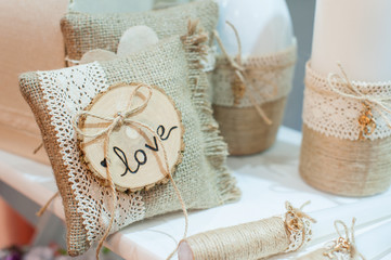 beautiful details of wedding decorations for take photos