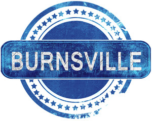 burnsville grunge blue stamp. Isolated on white.