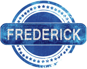 frederick grunge blue stamp. Isolated on white.