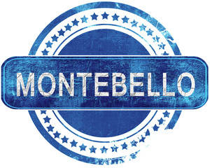 montebello grunge blue stamp. Isolated on white.