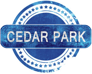 cedar park grunge blue stamp. Isolated on white.