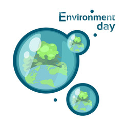 Water Drops With Earth Globe Forest World Environment Day