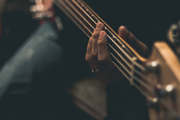 Detail of bass guitar