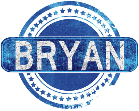 bryan grunge blue stamp. Isolated on white.