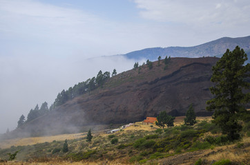 Fototapeta na wymiar Landscape View Of Mountain With Fog