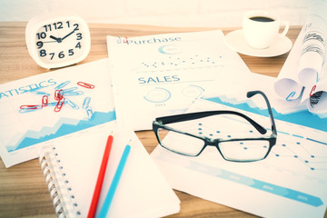 Wooden desk business reports