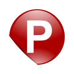 parking red circle glossy web icon