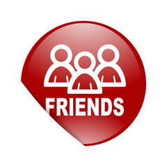 friends red circle glossy web icon