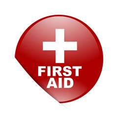 first aid red circle glossy web icon