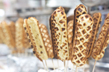 Waffle on blurred background