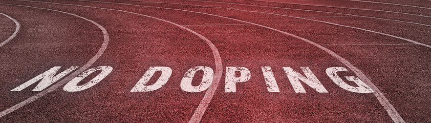 Stop doping concept. Text on running track