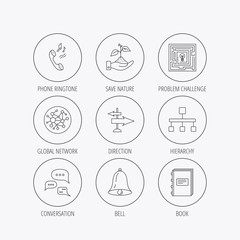 Conversation, global network and direction icon.