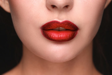 Close up portrait of beautiful young woman face