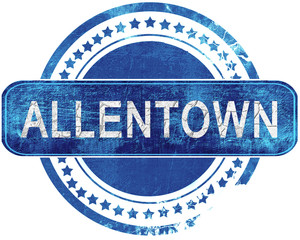 allentown grunge blue stamp. Isolated on white.