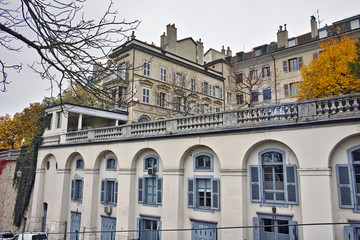 Obraz premium Cloudy day at Old town of city of Geneva, Switzerland