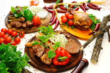 grilled meat on a white background