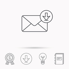 Mail inbox icon. Email message sign.