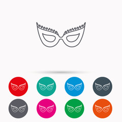 Festive mask icon. Masquerade carnival sign.